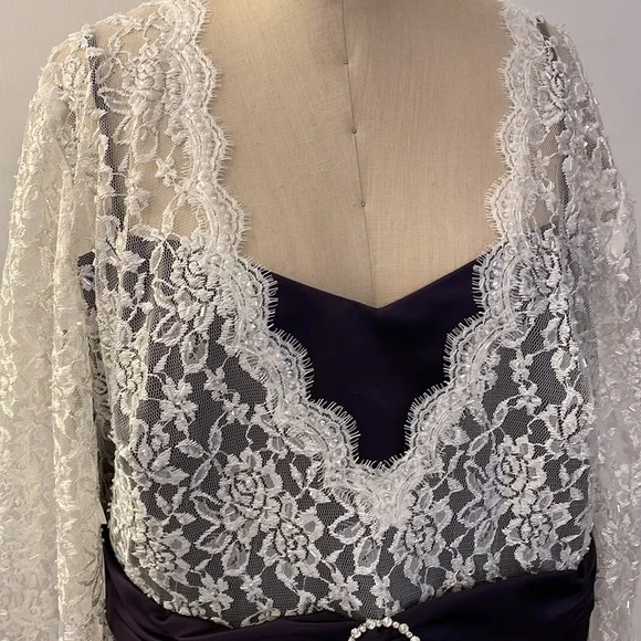 Alfred Angelo eggplant long satin skirt with lace top - mother of the br… - Picture 2 of 9